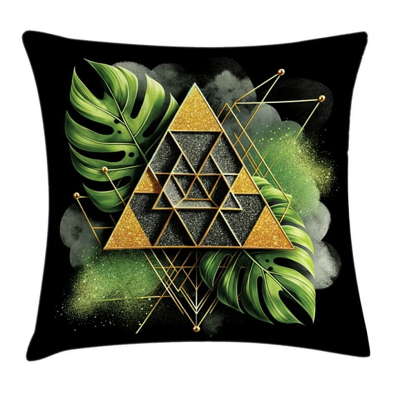 Ambesonne Monstera Throw Pillow Cushion Cover, Abstract Boho Mystery Art, 20" X 20", Fern Green Pale Brown