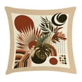 thumbnail image 1 of Ambesonne Monstera Throw Pillow Cushion Cover, Abstract Mid Century Boho, 16" X 16", Redwood Beige and Black, 1 of 2