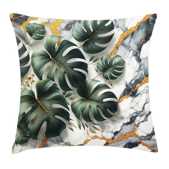 Ambesonne Monstera Throw Pillow Cushion Cover, Abstract Mid Century Boho, 20" X 20", Dark Green Dimgray