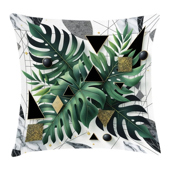 Ambesonne Monstera Throw Pillow Cushion Cover, Boho Abstract Nature Art, 40" X 40", Emerald Dark Grey Dimgray