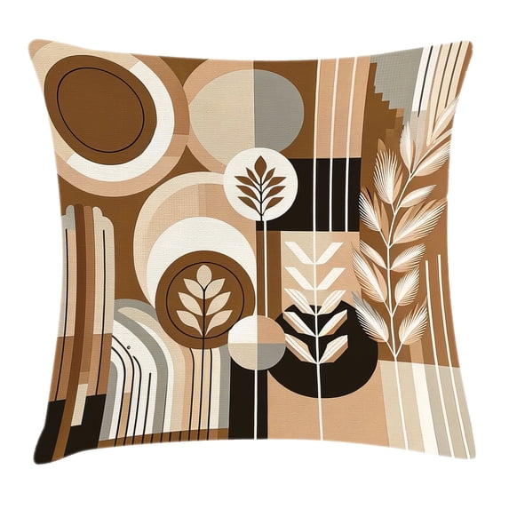Ambesonne Monstera Throw Pillow Cushion Cover, Boho Arrange Mid Century, 26" X 26", Dark Cocoa Pale Brown
