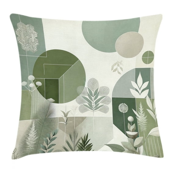 Ambesonne Monstera Throw Pillow Cushion Cover, Boho Love Mid Century Art, 20" X 20", Reseda Green Taupe