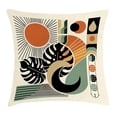 thumbnail image 1 of Ambesonne Monstera Throw Pillow Cushion Cover, Boho Mid Century Sun Leaf, 40" X 40", Cinnamon Black Beige, 1 of 2