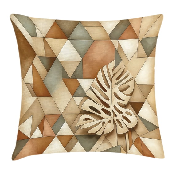 Ambesonne Monstera Throw Pillow Cushion Cover, Boho Scandinavian Style, 24" X 24", Cocoa Sepia and Reseda Green
