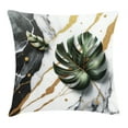 thumbnail image 1 of Ambesonne Monstera Throw Pillow Cushion Cover, Marble Mid Century Boho, 18" X 18", Dimgray Hunter Green, 1 of 2
