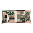 thumbnail image 1 of Ambesonne Monstera Throw Pillow Cushion Cover, Mid Century Boho Shapes, 36" X 16", Evergreen Pale Rust Brown, 1 of 2
