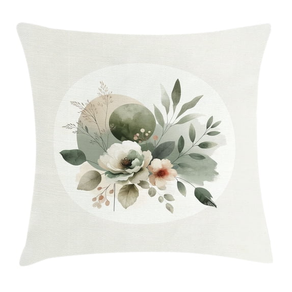 Ambesonne Monstera Throw Pillow Cushion Cover, Minimalist Floral Boho, 26" X 26", Pale Sage Green Coconut