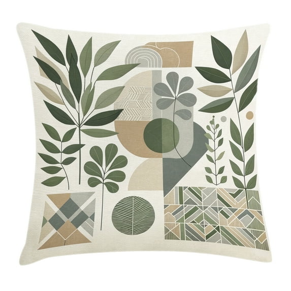 Ambesonne Monstera Throw Pillow Cushion Cover, Minimalist Floral Romance, 16" X 16", Pale Reseda Green Sepia