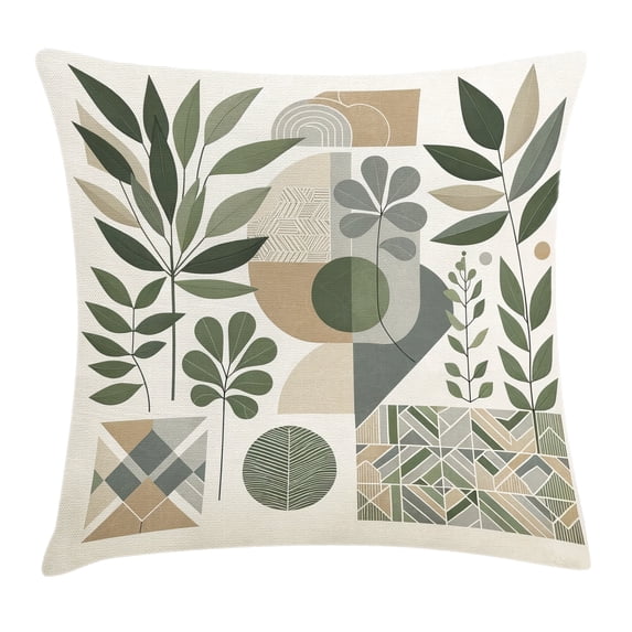 Ambesonne Monstera Throw Pillow Cushion Cover, Minimalist Floral Romance, 28" X 28", Pale Reseda Green Sepia