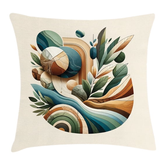 Ambesonne Monstera Throw Pillow Cushion Cover, Sage Love Boho Mid Century, 16" X 16", Teal Amber Olive Green