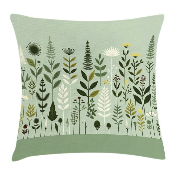 Ambesonne Monstera Throw Pillow Cushion Cover, Scandinavian Botanical Art, 24" X 24", Pale Green Coconut Fawn