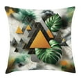 thumbnail image 1 of Ambesonne Monstera Throw Pillow Cushion Cover, Triangles Marble Abstract, 18" X 18", Fern Green Grey Camel, 1 of 2