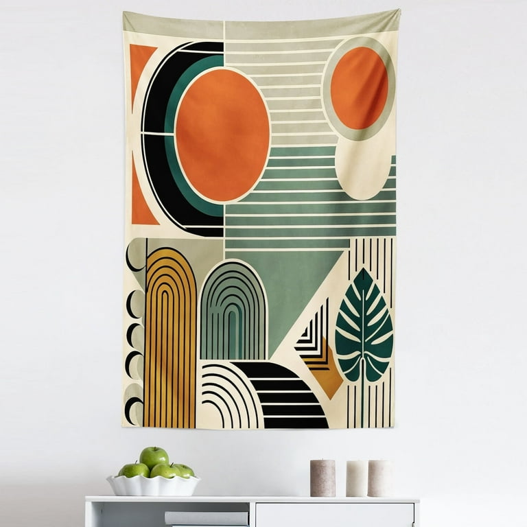 Ambesonne Monstera Wall Hanging Tapestry, Abstract Boho Mid