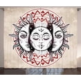 thumbnail image 1 of Ambesonne Moon Curtains 2 Panel Set, Orient Culture Elements, 108" x 84", Tan Black Ruby, 1 of 3