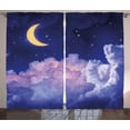 thumbnail image 1 of Ambesonne Moon Curtains 2 Panel Set, Stars in the Night Cosmic, 108" x 108", Yellow Purple, 1 of 3