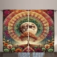 thumbnail image 1 of Ambesonne Moon Curtains 2 Panel Set, Trippy Ethno Mandala Floral, 108" x 96", Fern Green Brown Ruby, 1 of 2