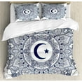 thumbnail image 1 of Ambesonne Moon Duvet Cover Sets, Circle Form, 2-King, Dark Blue White Teal, 1 of 7