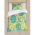 thumbnail image 1 of Ambesonne Moon Duvet Cover Sets, Grunge Style Moon Phases, 2-Twin, Yellow Turquoise Teal, 1 of 4