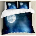 thumbnail image 1 of Ambesonne Moon Duvet Cover Sets, Starry Night Sky Full Moon, 2-King, Black Blue White, 1 of 7