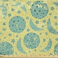 thumbnail image 1 of Ambesonne Moon Fabric by the Yard Microfiber, Grunge Style Moon Phases, 3 Yards, Yellow Turquoise Teal, 1 of 2
