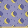 thumbnail image 1 of Ambesonne Moon Fabric by the Yard Microfiber, Night Sky Cartoon, 3 Yards, Lavender and Yellow, 1 of 2