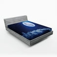 thumbnail image 1 of Ambesonne Moon Fitted Sheet, Full Moon Falling Stars, King Size, Indigo Blue White, 1 of 3