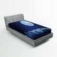 thumbnail image 1 of Ambesonne Moon Fitted Sheet, Full Moon Falling Stars, Twin Size, Indigo Blue White, 1 of 3