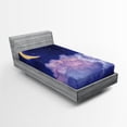 thumbnail image 1 of Ambesonne Moon Fitted Sheet, Stars in the Night Cosmic, Twin XL Size, Yellow Purple, 1 of 2