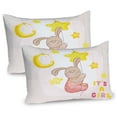thumbnail image 1 of Ambesonne Moon Pillow Sham 2 Pack, Cartoon Bunny Stars Moon, 36"x20", Pale Pink Yellow Tan, 1 of 3