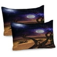 thumbnail image 1 of Ambesonne Moon Pillow Sham 2 Pack, Desert Night Nebula Stars, 36"x20", Caramel Purple, 1 of 3