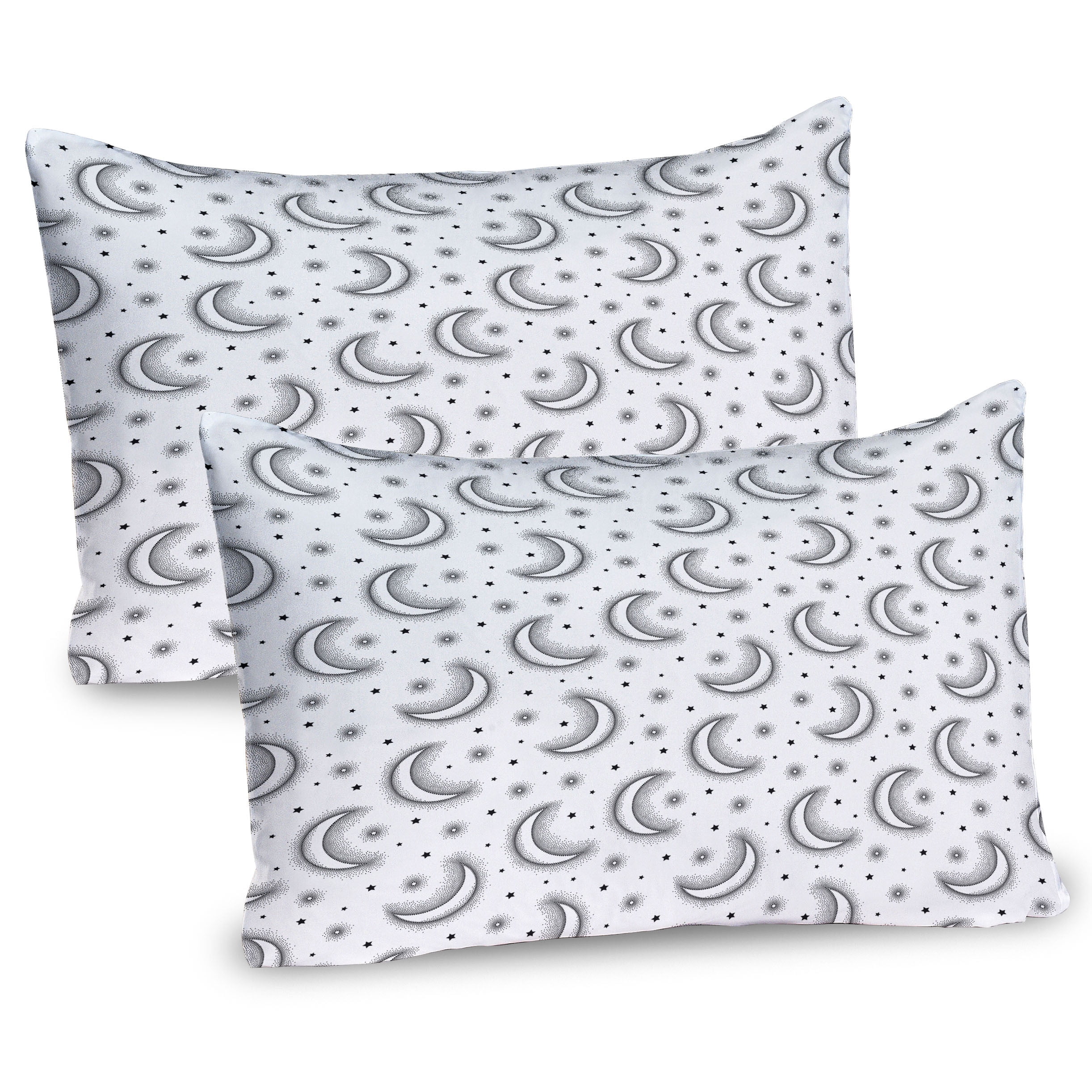 Charcoal Grey and White Moon Phase Microfiber Pillow Sham Set