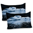 thumbnail image 1 of Ambesonne Moon Pillow Sham 2 Pack, Moon Sets over Clouds, 36"x20", Black Blue White, 1 of 3