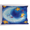 thumbnail image 1 of Ambesonne Moon Pillow Sham, Cartoon Vibrant Star Dance, 36" X 20", Royal Blue Vermilion, 1 of 2