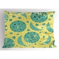 thumbnail image 1 of Ambesonne Moon Pillow Sham, Grunge Style Moon Phases, 26" X 20", Yellow Turquoise Teal, 1 of 2