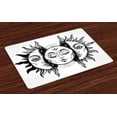 thumbnail image 1 of Ambesonne Moon Place Mats Set of 4, Monochrome Sun and Moon, Standard Size, Black White, 1 of 4