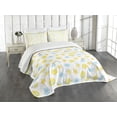 thumbnail image 1 of Ambesonne Moon Quilted Bedspread Set 3 Pcs, Happy Moons Stars Clouds, King Size, Pale Blue Yellow Pink, 1 of 5