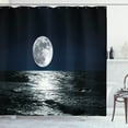 thumbnail image 1 of Ambesonne Moon Shower Curtain, Ethereal Theme Drawing, 69"Wx84"L, Dark Blue Black White, 1 of 3
