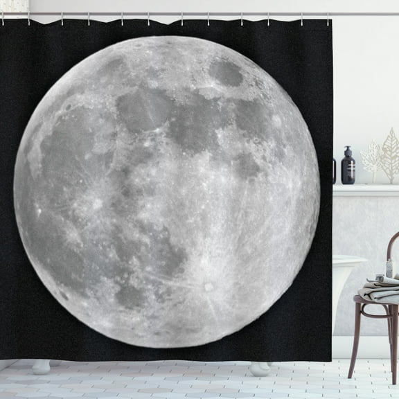 Ambesonne Moon Shower Curtain, Monochrome Full Moon Art, 69"Wx70"L, Black Pale Grey
