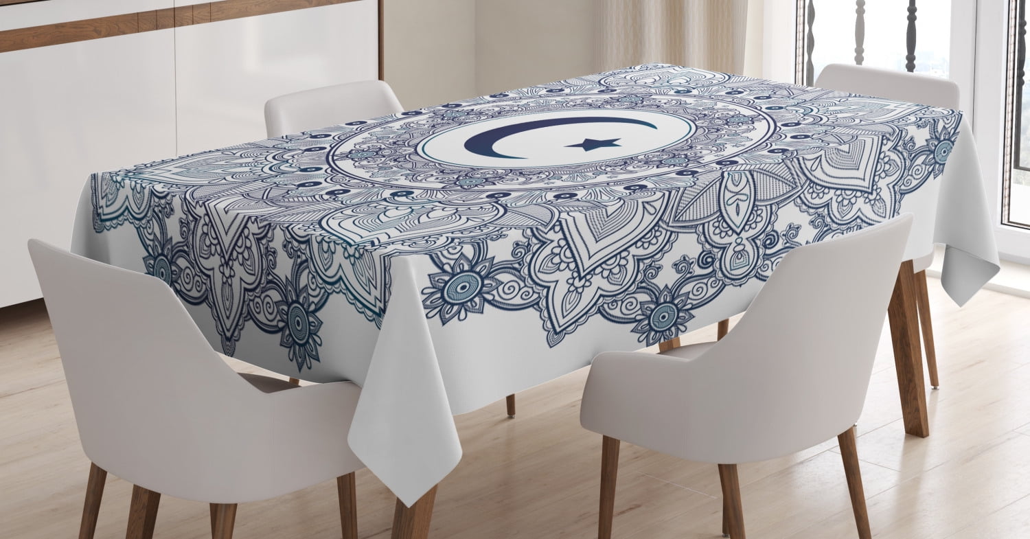 Ambesonne Moon Tablecloth Rectangular Table Cover, Circle Form, 60