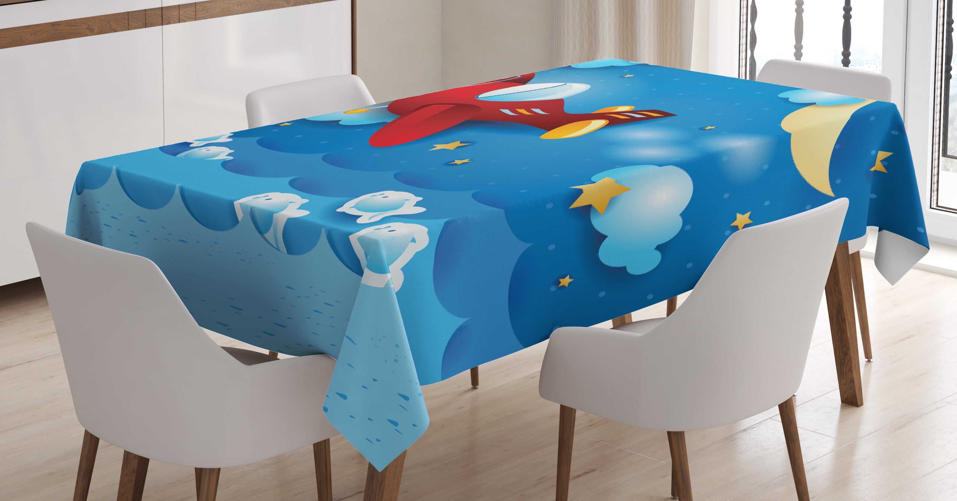 Ambesonne Moon Tablecloth Rectangular Table Cover, Moon and Stars, 52 ...
