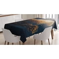 thumbnail image 1 of Ambesonne Moon Tablecloth Rectangular Table Cover, Retro Yellow Flowers Tree, 52"x70", Dark Blue Orange, 1 of 4
