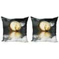 thumbnail image 1 of Ambesonne Moon Throw Pillow Cover 2 Pack, Clouds and Greyscale World, 20", Grey Pale Yellow White, 1 of 5