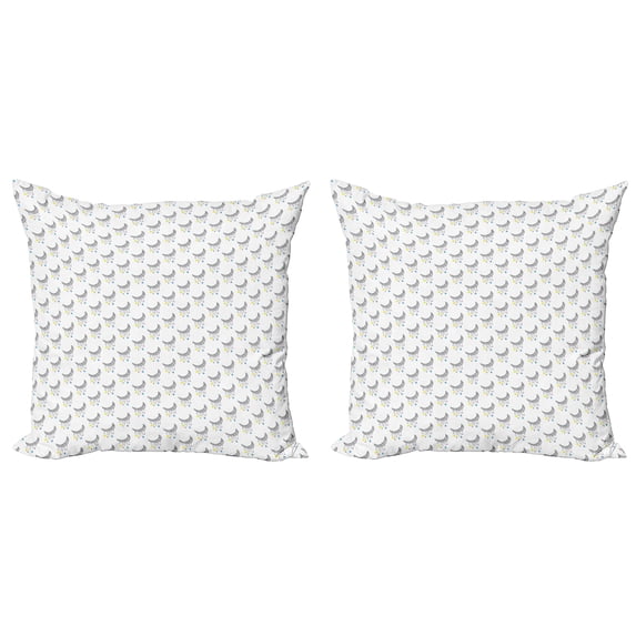 Ambesonne Moon Throw Pillow Cover 2 Pack, Star Ornaments Holiday, 16", Multicolor