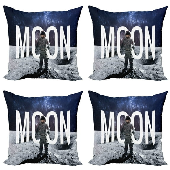 Ambesonne Moon Throw Pillow Cover 4 Pack, Big Bang in Outer Space, 18", Grey Blue