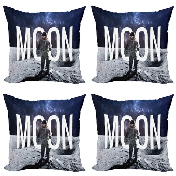 Ambesonne Moon Throw Pillow Cover 4 Pack, Big Bang in Outer Space, 20", Grey Blue