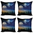 thumbnail image 1 of Ambesonne Moon Throw Pillow Cover 4 Pack, Full Moon Rising Cloudy, 16", Navy Blue White Apricot, 1 of 5