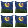 thumbnail image 1 of Ambesonne Moon Throw Pillow Cover 4 Pack, Girl on Moon Words Art, 24", Multicolor, 1 of 5