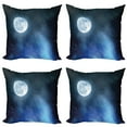 thumbnail image 1 of Ambesonne Moon Throw Pillow Cover 4 Pack, Starry Night Sky Full Moon, 16", Black Blue White, 1 of 5