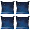 thumbnail image 1 of Ambesonne Moon Throw Pillow Cover 4 Pack, Winter Season Nighttime, 16", Dark Blue, 1 of 7