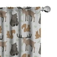 thumbnail image 1 of Ambesonne Moose Curtains, Cartoon Bear Squirrel Art, Pair of 28"x95", Pale Taupe and Lime Green, 1 of 4